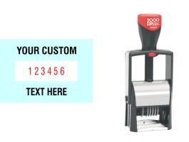 Order Now! 000 Plus Classic Line 6 Band Number Stamp with custom text makes the repetitive task of numbering things quick and easy. Free Shipping. No Sales Tax - Ever!