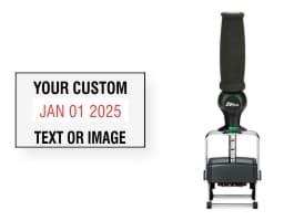 Order Now! Shiny 6100 Heavy Metal Date Stamp with Ergonomic Handle. Add lines of text or upload artwork to the imprint area around the date. Free Shipping. No Sales Tax - Ever!