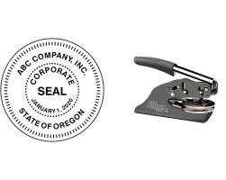 Order Now! Shiny EZ Hand Held Corporate Seal Embosser. Customize the pre-made template with your information. Free Shipping. No Sales Tax - Ever!