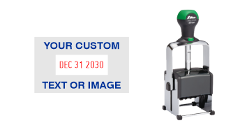Order Now! Shiny 6103 Heavy Metal Date Stamp. Add lines of text or upload artwork to the imprint area around the date. Free Shipping. No Sales Tax - Ever!