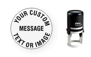 Shiny self-inking stamps made daily online. Select from 8 bright colors for the built-in removable ink pad that will last for several thousand impressions. 100% Guaranteed. No sales tax ever.