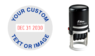 Shiny R-552D plastic date stamp made daily online. Free same day shipping. Excellent customer service. No sales tax - ever.
