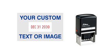 Shiny custom date stamps made daily online. Add your custom text to a changeable date stamp with 11+ year bands. All date stamps manufactured same day. 100% guaranteed. Excellent customer service.