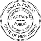 Example of New Jersey round notary stamp impression.