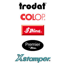 trodat, colop, shiny, premier, xstamper brand logos
