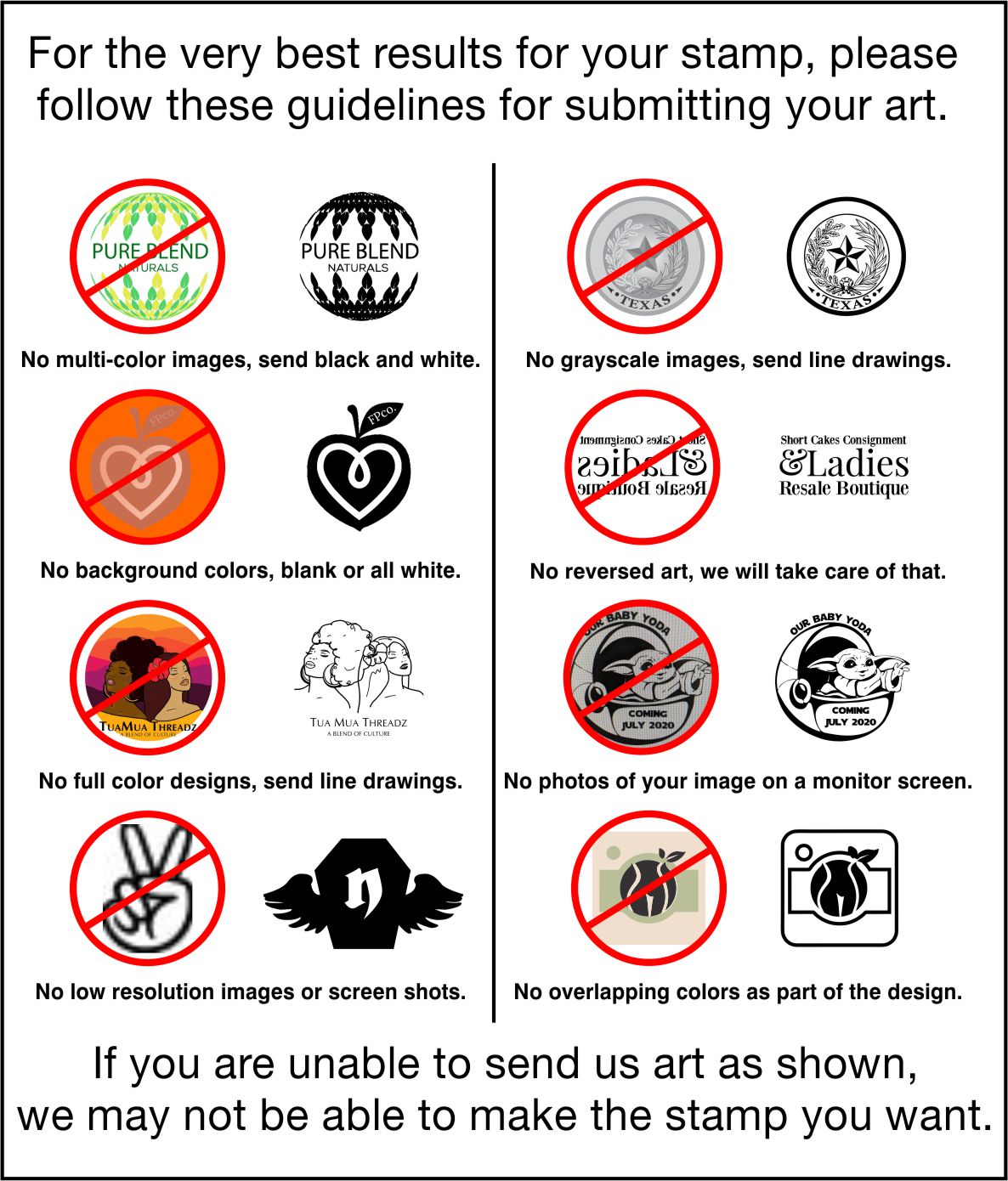 Stamp-Connection artwork guidelines for submitting art or designs