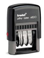 Trodat 4820 plastic date stamps use a 5/32" tall date, 10+ years bands, & 8 ink colors to choose from. Free Shipping. No Sales Tax - Ever! Order Now!