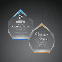 spectra diamond blue and gold acrylic awards