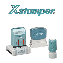 Xstamper logo and various Xstamper brand stamps
