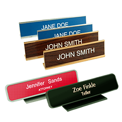 desk signs with aluminum and designer holders