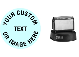 The Round HD R50 Multi Surface Stamp is the largest pre-inked round stamps at 2 inches in diameter. No sales tax ever.