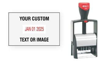 COLOP 2660 (1-1/2" x 2-5/16") Self-Inking Date Stamps are light-weight and perfect for fast, repetitive stamping. Free Shipping! No Sales Tax!