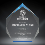 Order Now! 6" Diamond shaped spectra acrylic award with blue accents. Custom laser engraved with your submitted text or artwork.
Free Shipping! No Sales Tax - Ever!