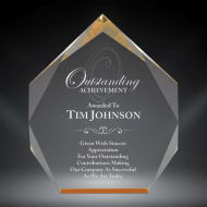 Order Now! 7" Diamond shaped spectra acrylic award with gold accents. Custom laser engraved with your submitted text or artwork.
Free Shipping! No Sales Tax - Ever!