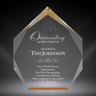 7" Diamond shaped spectra acrylic award with gold accents. Custom laser engraved with your submitted text or artwork.
Free Shipping!