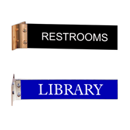 Order Now! 2 x 10 Corridor Wall Sign with Aluminum Holder. 2 sided engraved acrylic sign with different color combinations. Free Shipping. No Sales Tax - Ever!