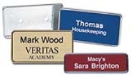Custom Name Tag w/Frame 1"x3". Upload your artwork, choose your clip style, and checkout. Free Shipping! No Minimums To Order!