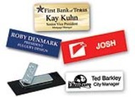 Custom Engraved Name Tags 2"x3". Upload your artwork, choose your clip style, and checkout. Free Shipping! No Minimums To Order!