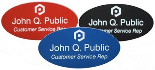 1-1/2 x 3 Oval Plastic Engraved Name Tags Made Daily Online! Free same day shipping. No sales tax - ever.