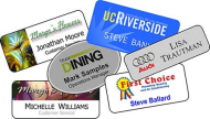 Full Color Sublimated Name Tags. Sized at 1-1/2" x 3". Upload your artwork, choose your clip style, and checkout. Free Shipping! No Sales Tax - Ever!