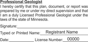 Minnesota Rectangle Licensed Professional Geologist Seals