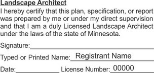 Minnesota Rectangle Licensed Landscape Architect Seals