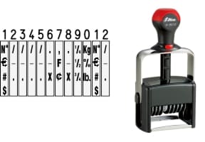 Order Now! Shiny 6512 Number Stamp. Comes with 12 adjustable number bands with digits 0-9 and other symbols. Free Shipping. No Sales Tax - Ever!