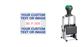 Order Now! Shiny 6101 Heavy Metal Date Stamp. Add lines of text or upload artwork to the imprint area around the date. Free Shipping. No Sales Tax - Ever!