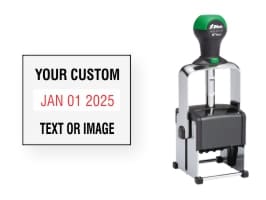 Order Now! Shiny 6101 Heavy Metal Date Stamp. Add lines of text or upload artwork to the imprint area around the date. Free Shipping. No Sales Tax - Ever!