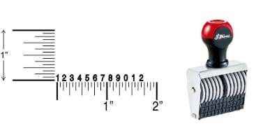 Shiny 0-12 Traditional Number Stamps have Over-sized band wheels that make adjusting numbers easy. Use with a separate ink pad of your choice.
