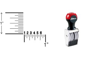 Shiny 0-6 Traditional Number Stamps have Over-sized band wheels that make adjusting numbers easy. Use with a separate ink pad of your choice.