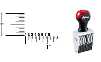 Shiny 0-8 Traditional Number Stamps have Over-sized band wheels that make adjusting numbers easy. Use with a separate ink pad of your choice.