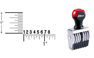 Shiny 1-8 Traditional Number Stamps have over-sized band wheels that make adjusting the numbers easy. Use with a separate ink pad of your choice.
