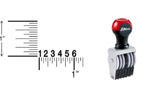 Shiny 2-6 Traditional Number Stamps have over-sized band wheels that make adjusting the numbers easy. Use with a separate ink pad of your choice.