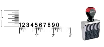 Shiny 2 1/2-10 Traditional Number Stamps have over-sized band wheels that make adjusting the numbers easy. Use with a separate ink pad of your choice.