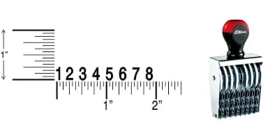 Shiny 2 1/2-8 Traditional Number Stamps have over-sized band wheels that make adjusting the numbers easy. Use with a separate ink pad of your choice.