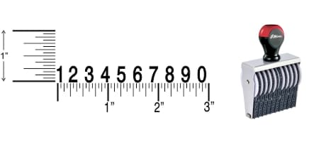 Shiny 3-10 Traditional Number Stamps have over-sized band wheels that make adjusting the numbers easy. Use with a separate ink pad of your choice.