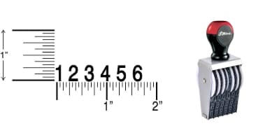 Shiny 3-6 Traditional Number Stamps have over-sized band wheels that make adjusting the numbers easy. Use with a separate ink pad of your choice.