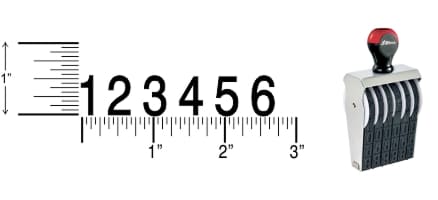 Shiny 5-6 Traditional Number Stamps have over-sized band wheels that make adjusting the numbers easy. Use with a separate ink pad of your choice.