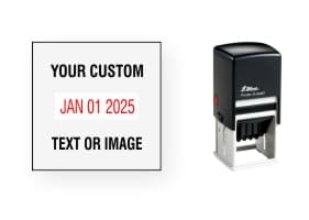 Shiny 542D plastic dater stamps made daily. Free same-day shipping. Excellent customer service. No sales tax - ever.