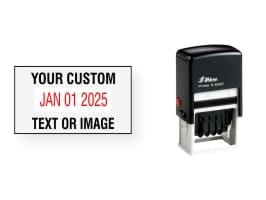 Custom Shiny custom date stamps made daily. Add your custom text to a changeable date stamp with 11+ year bands. Free same-day shipping! No sales tax!