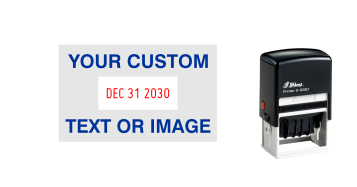 Shiny custom date stamps made daily online. Add your custom text to a changeable date stamp with 11+ year bands. All date stamps manufactured same day. 100% guaranteed. Excellent customer service.