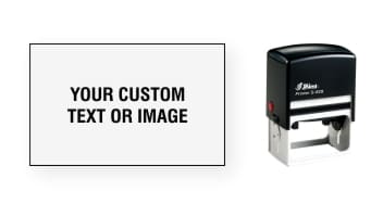 Shiny S-829 Self-inking Stamp are custom made daily. Impression size of 1-9/16" x 2-1/2". Enter text or upload your own artwork. Choose from 8 ink colors. Same day shipping. No sales tax - ever!