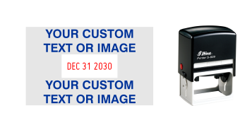 Shiny S-829D 1-9/16" x 2-1/2" date stamps with up to 6 lines of custom text. 1 business day turn around! Free shipping! No sales tax!
