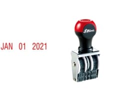 Order Now! Shiny D2 Date Stamp. Traditional style hand stamp with adjustable dates. Used with separate ink pad. Free Shipping. No Sales Tax - Ever!