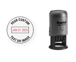 Order Now! Trodat 46130 Round Date Stamps. Add custom text or artwork around the adjustable date. Free Shipping. No Sales Tax - Ever!