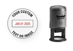 Order Now! Trodat 46140 Round Date Stamps. Add custom text or artwork around the adjustable date. Free Shipping. No Sales Tax - Ever!