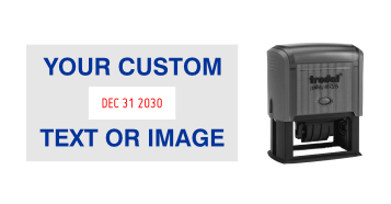 Order Now! Trodat Printy 4726 Date Stamp. Add custom text or artwork around the adjustable date. Free Shipping. No Sales Tax - Ever!