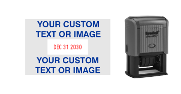 Custom Trodat Print 4727 plastic date stamps made daily. Add your custom text or artwork around the adjustable date. Free Shipping. No Sales Tax - Ever!