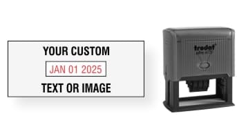 Order Now! Trodat Printy 4731 Date Stamp.  Add custom text or artwork around the adjustable date. Free Shipping. No Sales Tax - Ever!